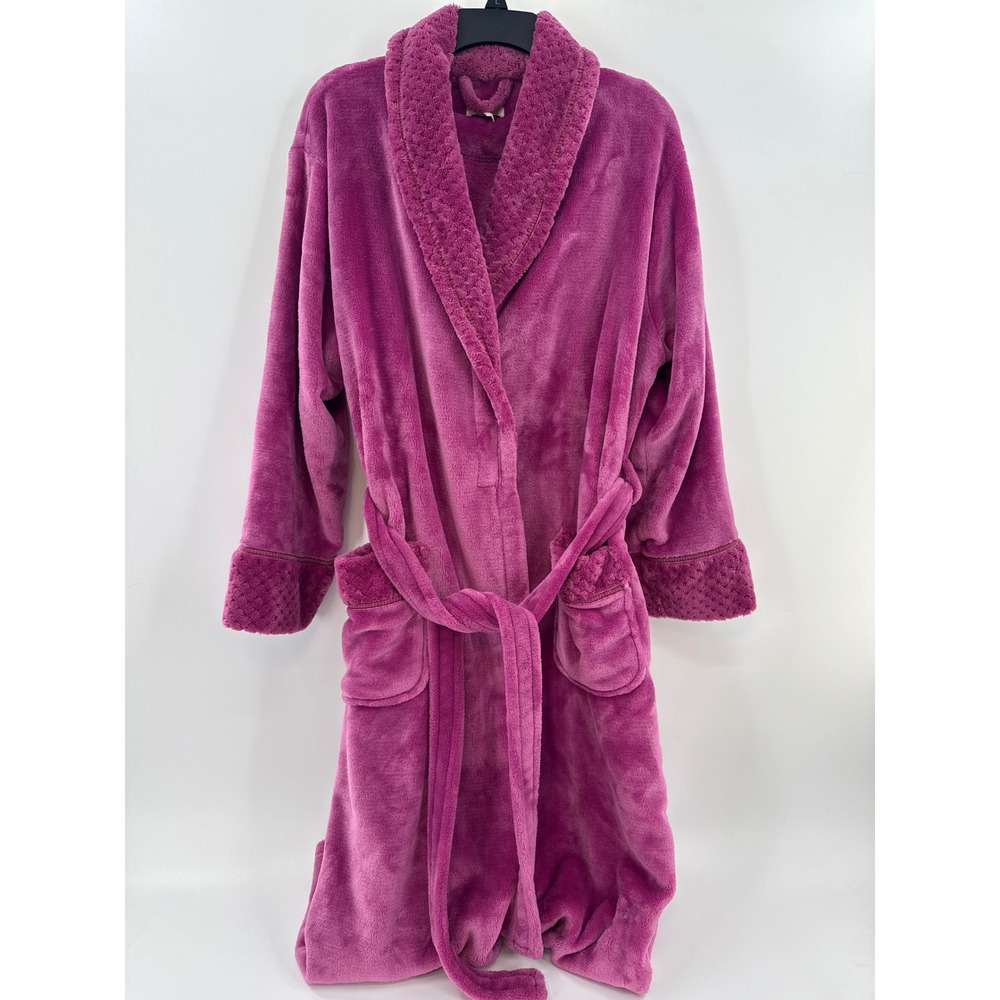 Richie House Los Angeles Womens Plush Fleece Robe Berry Purple Shawl Collar‎ L